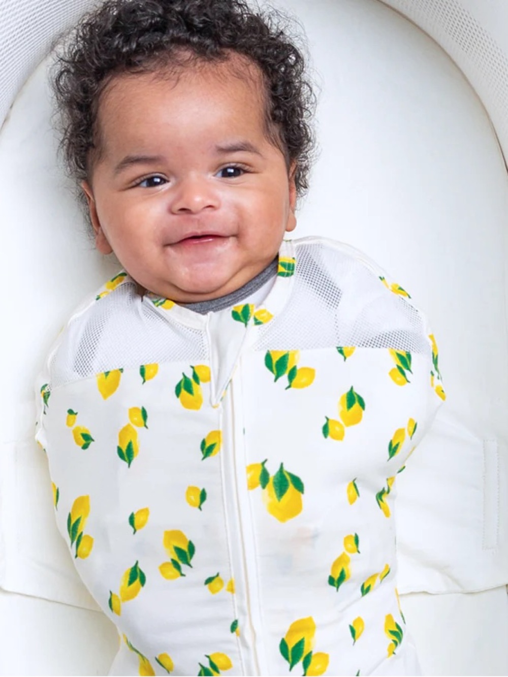 NIB Happiest Baby Snoo Organic Sleep Swaddle Sack Large Ivory Lemon